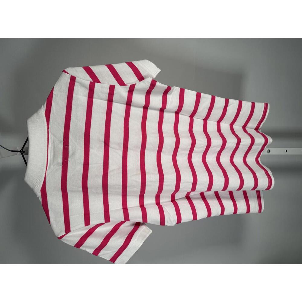 NWT Piombo Pink White Stripe Short Sleeve Pique Polo Shirt Womens US Size S - Picture 4 of 9